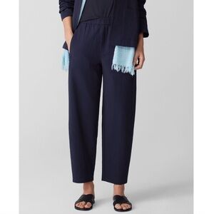 Eileen Fisher Woman System Washable Straight Crepe Pants Midnight Blue 1X NEW
